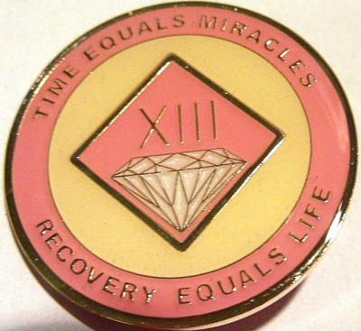 Narcotics  Anonymous PINK 13 Year Medallion NA Clean Token Chip Coin Sobriety 