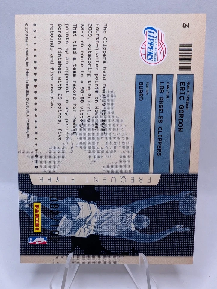 2009-10 Panini Absolute Memorabilia Frequent Flyers Eric Gordon #3 /100 - Image 2 of 2