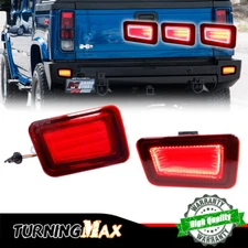 2X Red Lens LED Rear Fog Lights Bumper Reflector Tail Lights For 05-09 Hummer H2