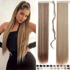 Zopf Wrap Pferdeschwanz Dick wie Echthaar Clip in Ponytail Extensions Haarteil