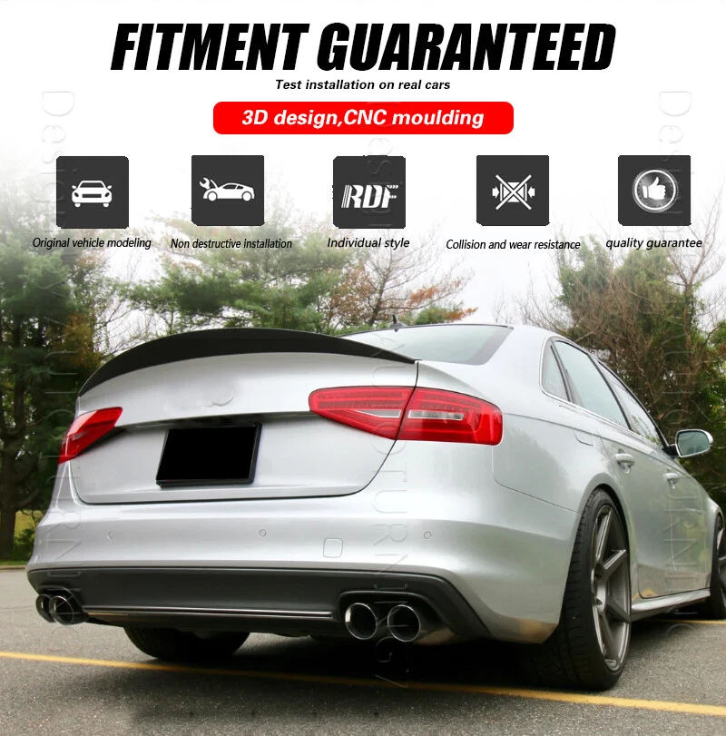 适用于 2010 - 2016 奥迪 S4 B8.5 HIGHKICK DUCKBILL 真正的碳纤维曲柄唇 — 第 3/4 张图片