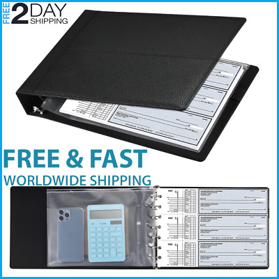 Executive Business Check Book Binder Holder-Leather Cover with With Zip & 7 Ring