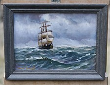 Alfred Jensen – Ölbild Segelschiff maritimes Gemälde signiert mit Rahmen