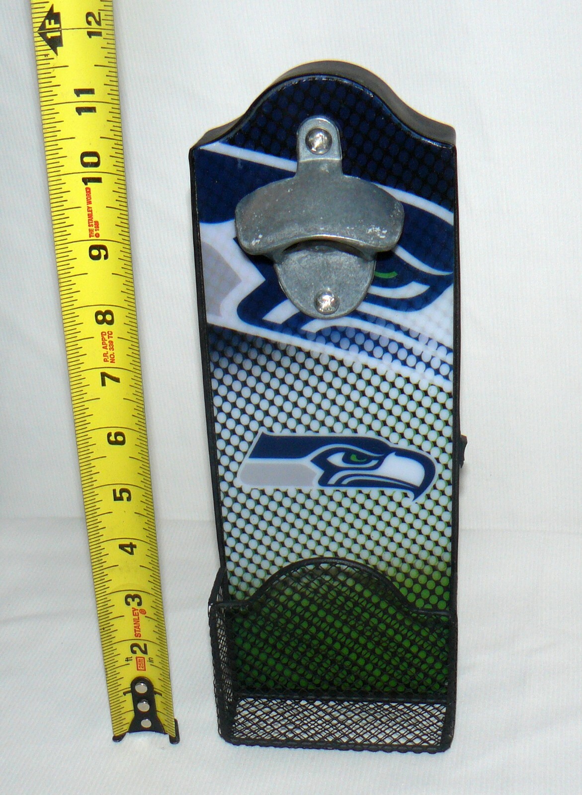 Seattle Seahawks Wall Mounted Light Up Bottle Opener W/ Bottle Top Holder Rare