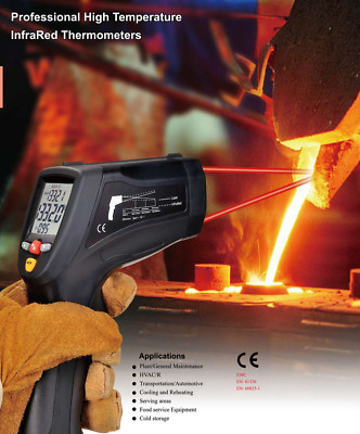 DT8869H 50:1 IR Dual Laser Thermometer 3992 F 2200 C Type K Thermocouple USB NEW