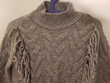 TOP SHOP ladies BEAUTIFUL TWIST THICK KNIT + TASSELS silver grey SIZE 8 JUMPER 