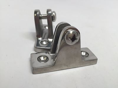 Pactrade Marine Boat 2pcs Bimini Fitting SS 316 Angle Base Deck Hinge 7/8x2''