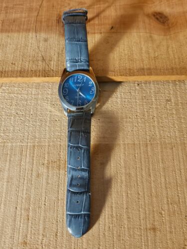 Montre femme Gossip bleue bracelet cuir véritable pile neuve - Photo 2/6