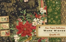 8 Sheets Graphic 45 - Warm Wishes 12x12 Paper Collection Set Christmas Scrapbook