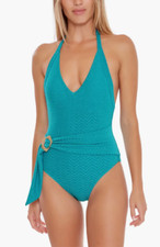 Trina Turk Women's Empire Halter Blue One Piece Swimsuit L77643 Size 4