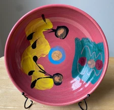 LASSER CERAMICS 8.5" Multi-Color Abstract Design Pasta Bowl - Vermont - VGUC