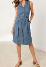 Soft Surroundings High Point ShirtDress Denim Sleeveless Collar Button Medium