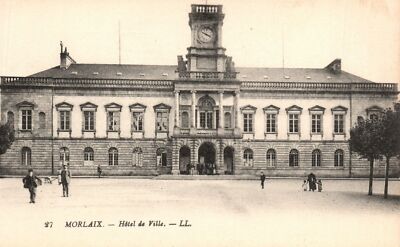 Hotel De Ville Town Hall Morlaix Brittany France Vintage Postcard 1920's