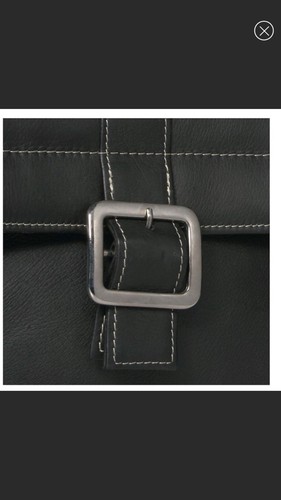 David King Black Leather Messenger Handbag  Boston - Picture 9 of 11