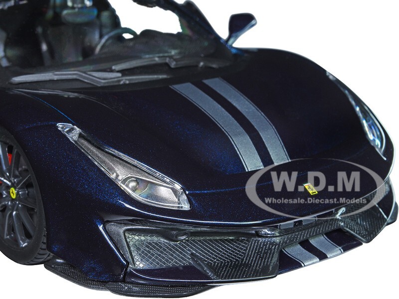 FERRARI 488 PISTA DARK BLUE 1/24 DIECAST MODEL CAR BY BBURAGO