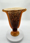 Mid Century Murano Cased Art Glass Leopard Tortoise Vase Applied Handles 12"