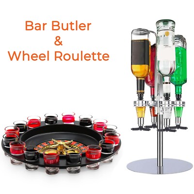 4 Flaschen Drehständer Optik Getränkespender Party Metall Bar Butler Weihnachten