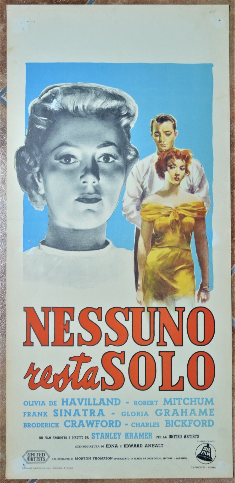 Locandina originale film Nessuno resta solo (1955) - Regia di Stanley Kramer