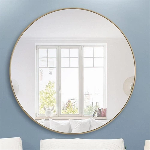 Elegant Decor Eternity 48" Round Metal Frame Mirror in Brass - Picture 2 of 10