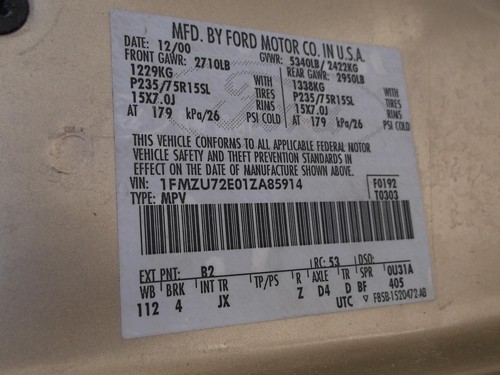 Used Air Cleaner Assembly fits: 2001 Ford Explorer 4 Dr exc. Sport Trac 4.0 Grad - Picture 6 of 8