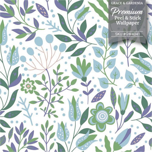 GW4041 Folkart Garden Peel & Stick Wallpaper Roll 20.5 inch Wide x 18 ft. Long - Picture 2 of 6