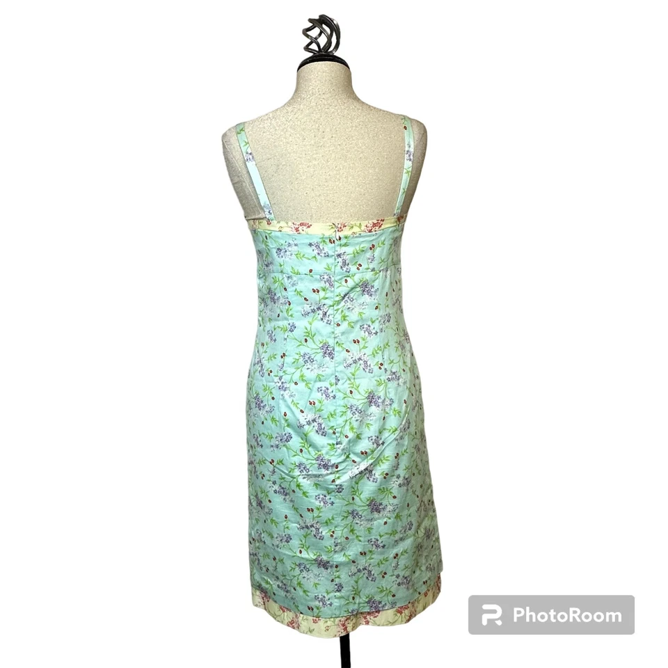 Vintage Mica Blue Red Purple Floral Cottagecore Cotton Dress Size 8 - Image 4 of 4