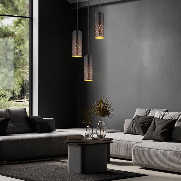 HäNgelampe Pendelleuchte Esstischlampe Schwarz Gold Wohnzimmerlampe H 150 Cm-image