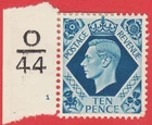 GB KGVI 1939 10d TURQUOISE BLUE SG474 GMM O44 CONTROL