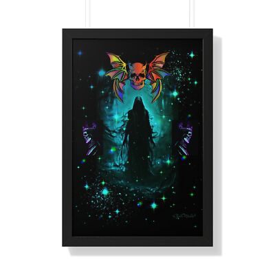 Framed Huge Vertical Poster Wandering Death God Grim Reaper Skulls Goth Witchy 
