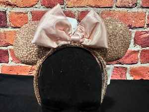 NEW Disney Parks ROSE GOLD Champagne Minnie Mouse Bow Sequins MOS READ!!