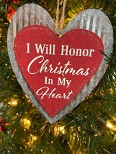 New Kurt Adler 3.5" Wooden/Metal Red Heart W/Saying Christmas Ornament-Honor