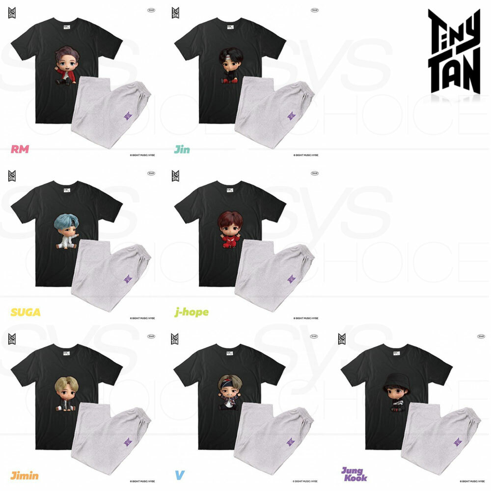 BTS TinyTAN Official Authentic Goods 3D Black Short sleeve