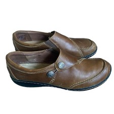 Clark  s Ashland Lane Shoes Slip Ons Women  s 8 EU 39 Brown Leather Comfort