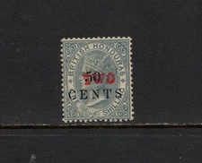 S4359   British Honduras  1888   QV  2c. on 50c. on 1/.  SURCHARGED  1v.   MH