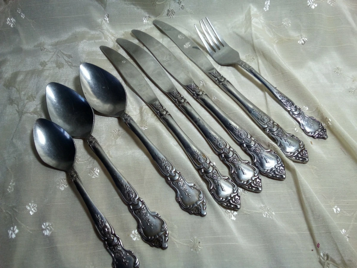 Rose and leaf silverware sale