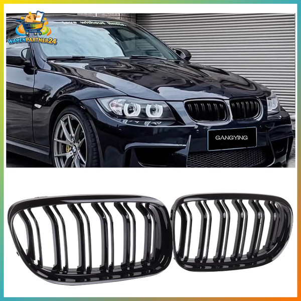 KüHlergrill Passend FüR BMW 3Er E90 E91 LCI Schwarz Facelift 2009-2011 Nieren-image