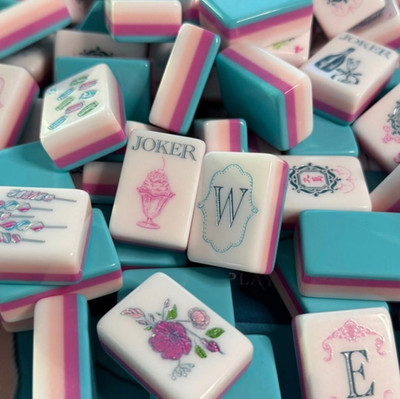 New high-end Blue Paris Candy American Mahjong Tiles set,160 tiles+ Bag
