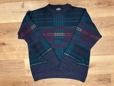 Vintage Mens Pendleton Pullover Plaid Blue Purple Green SZ XL 100 Wool 90's