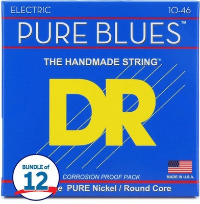 DR Strings PHR-10 Pure Blues Pure Nickel Electric Guitar Strings - .010-.046