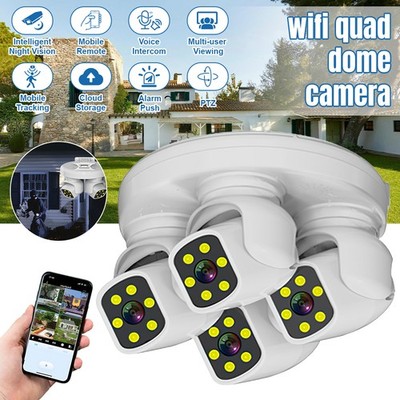 Four Lens HD WiFi Security IP Camera Outdoor PTZ Video Cam Night Vision 10X Zoom