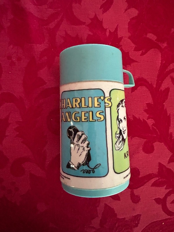 CHARLIE'S ANGELS THERMOS, PLASTIC, 6.5 INCHES TALL, 1977