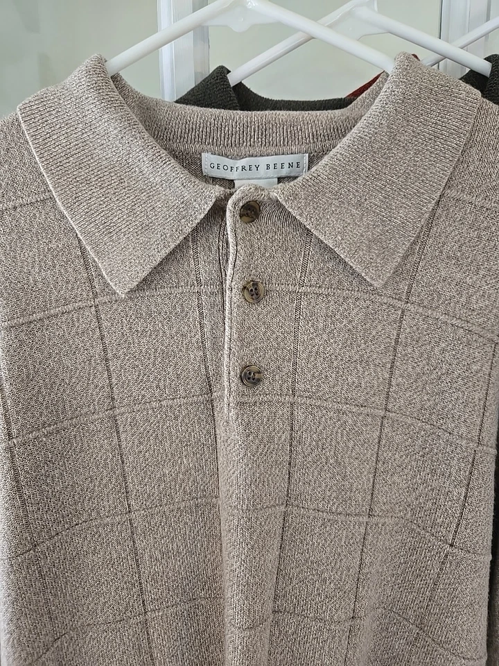 Lote de 3 Suéteres Pullover Geoffrey Beene XL Estampado Suave Cuello Clásico Foto 2 de 4