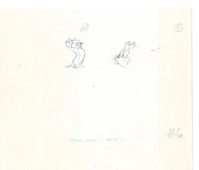 Tom & Jerry 2 LOT Cartoon Animation Cel Drawings Anime Filmation 1980-82 TD-05 - Image 1 of 2