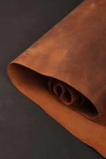 Rustic Brown Crazy Horse Leather Full Grain Veg Tan Cowhide 1.6mm Full Hide 4oz.
