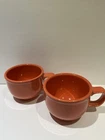 Set Of 2 Homer Laughlin Lead Free Flamingo Warm Orange Mugs. Excellent  16 Oz