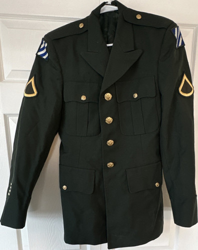 Army Green Dress Jacket 37R Militaria Uniform with Insignia NSN 8405-01-503-4255