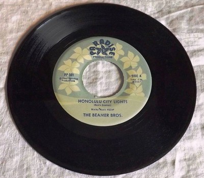 1980 THE BEAMER BROS. Honolulu City Lights 45 RPM - Paradise Prod. Rare Unplayed