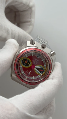 SEIKO ALBA AKA Bullhead V657-6060 Quartz Chronograph Red Dial 