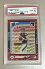 2024 Donruss #303 J.J. McCarthy Optic Rated Rookies Preview Red Wave PSA 10 Gem