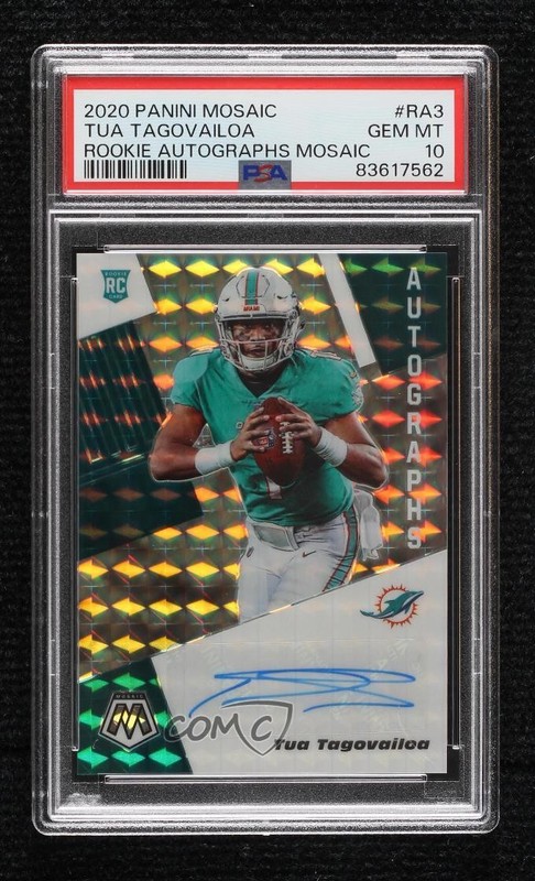 2020 Panini Mosaic Rookie Tua Tagovailoa #RA3 PSA 10 GEM MT Auto RC 14t3